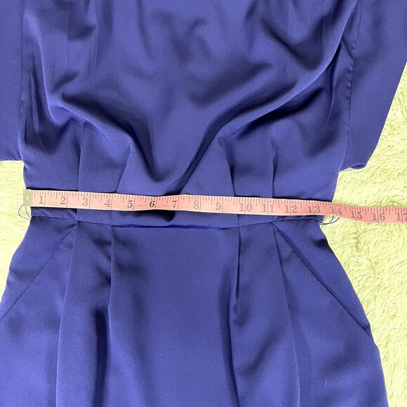 Eliza J Purple Pleated Drape Sleeve Tie Waist Mini Dress 2 - Picture 10 of 10